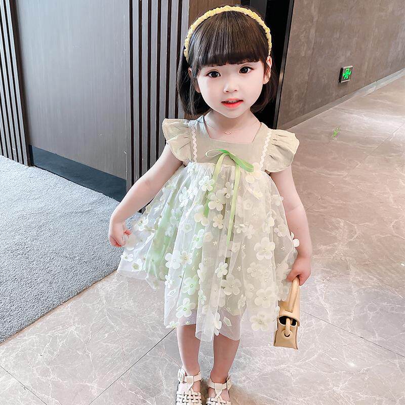 South Korea Ins Girl Girl with summer dress 2022 new sweet Summer Little Princess Skirt Flowers Vest Dresses Superfairy 3