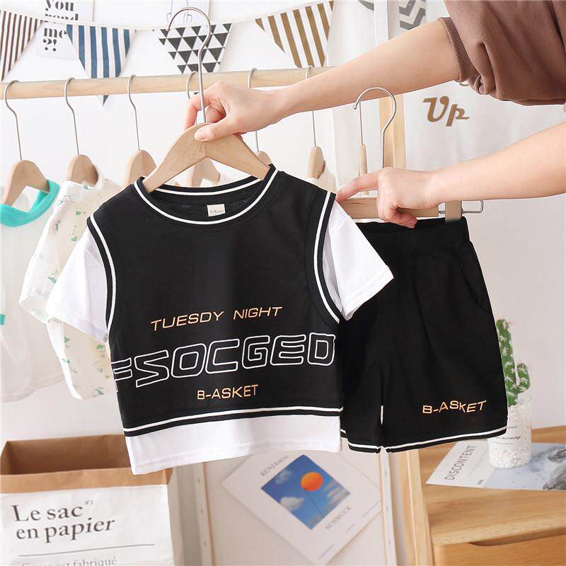 South Korea ins children's suit boy summer suit 2021 summer boy handsome boy summer short sleeve clothes 3