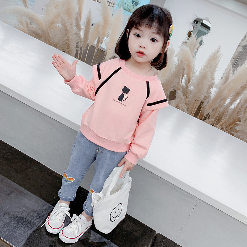 South Korea girls leisure suit spring and autumn network red Yang Pi 2021 new girl child autumn two sets