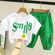 South Korea ins boys summer new handsome short sleeve baby Korean net red trend boy tide brand children's suit 1