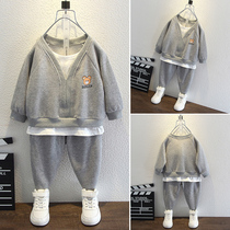 South Korean boys autumn clothing suit 2021 handsome young children Baby Boomers Casual Weasewear children fit two sets