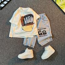 South Korea ins children boy short sleeve suit 2021 summer two-piece summer handsome thin foreign style clothes tide 3
