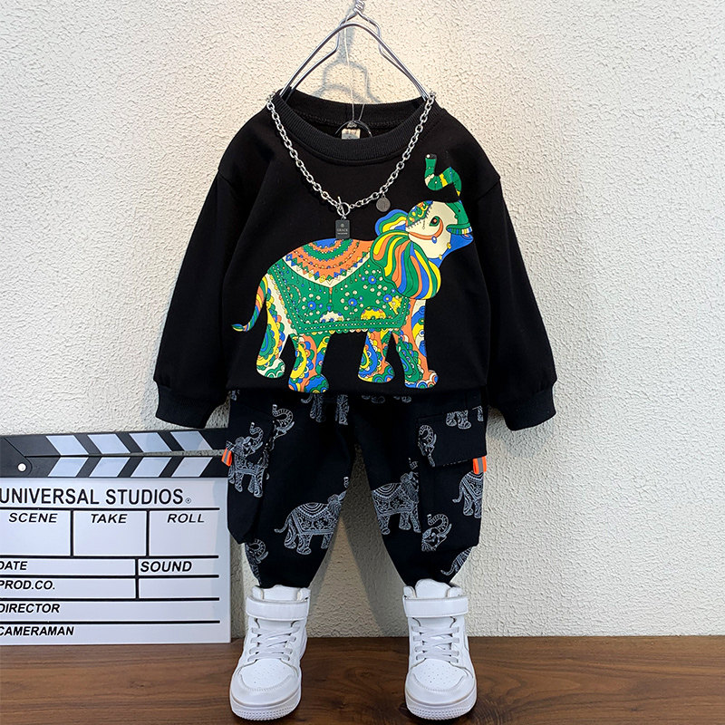 South Korean boy's autumn clothing suit fried street children's clothing 2021 new children's clothing and clothing for two sets of children