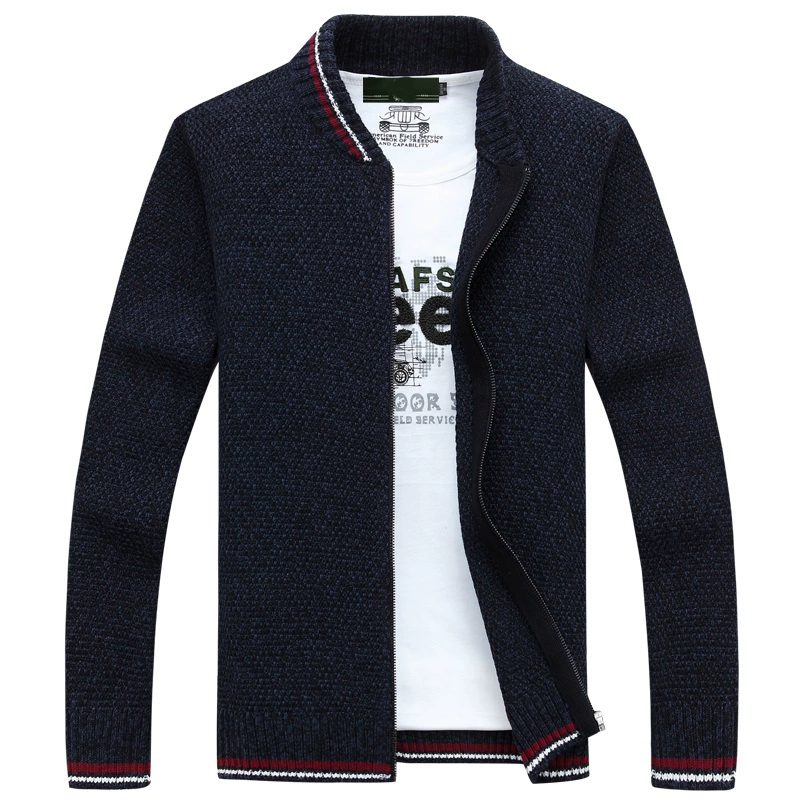 Long Hao Jeep Đan cardigan Men Hàn Quốc Xu hướng Áo len nam Mùa đông Áo len mới Áo len dệt kim Nam - Cardigan