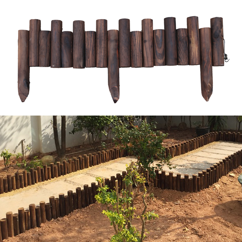 Carbonized anti-corrosion wood Solid wood fence with wooden fence Round wooden stake Flower pot flower garden fence Decorative plug-in small fence