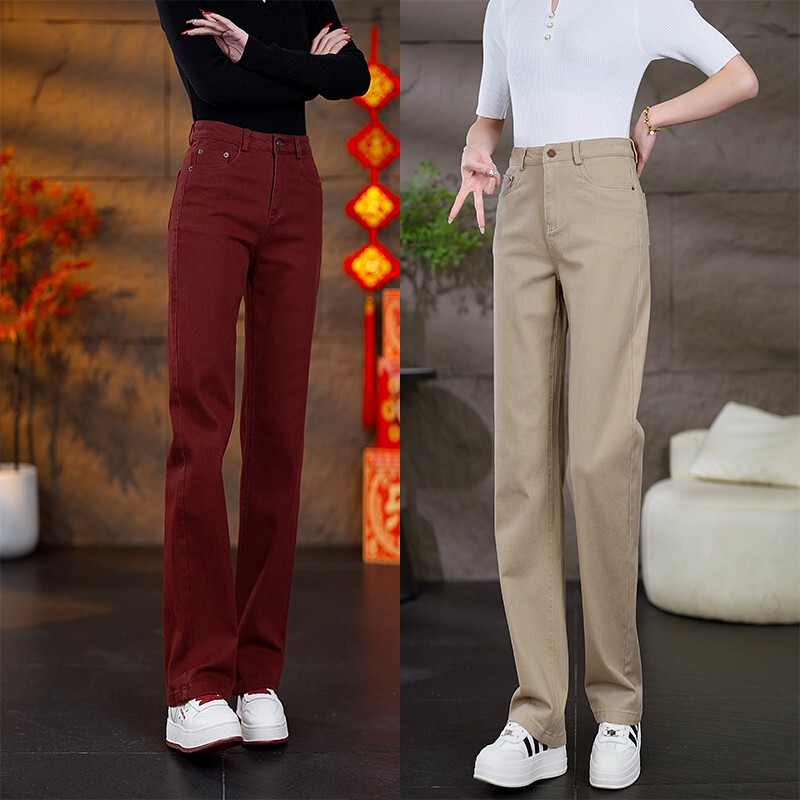 2026 Spring and Autumn New High-Waisted Slimming Loose Straight-Leg Pants Washed Cotton Soft Denim Casual Pants Lanfei Women's Pants