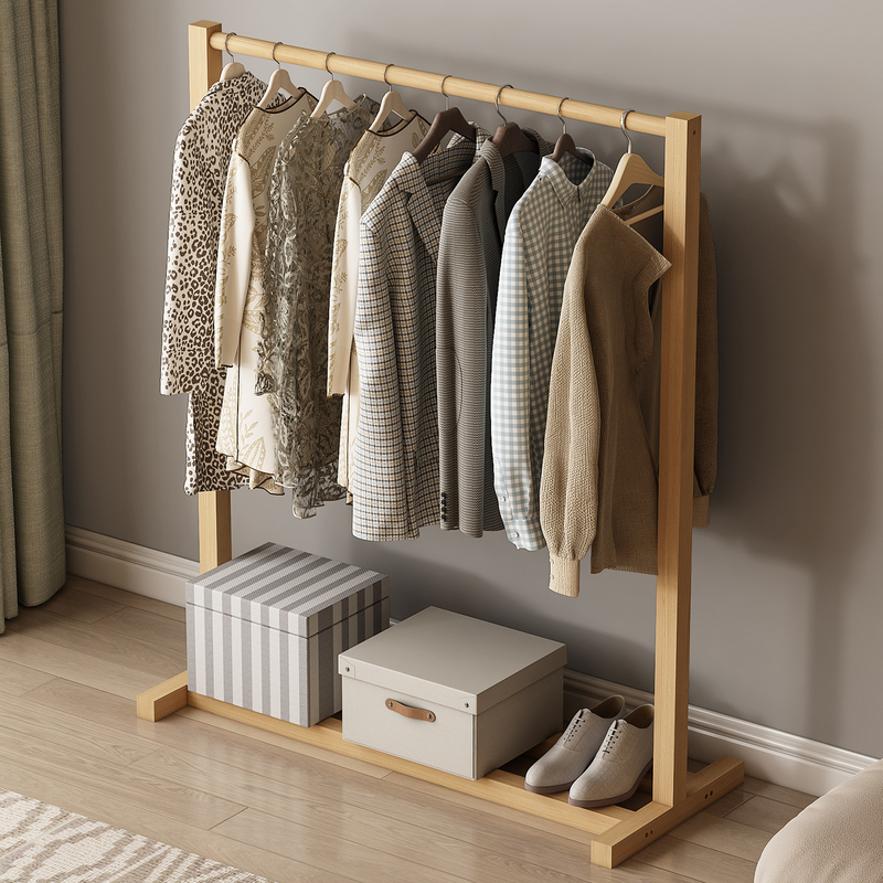 Coat Rack Floor-Standing Solid Wood 2026 New Model Household Simple Storage Rack Placement Rack Bedroom Fixed Clothes Rack