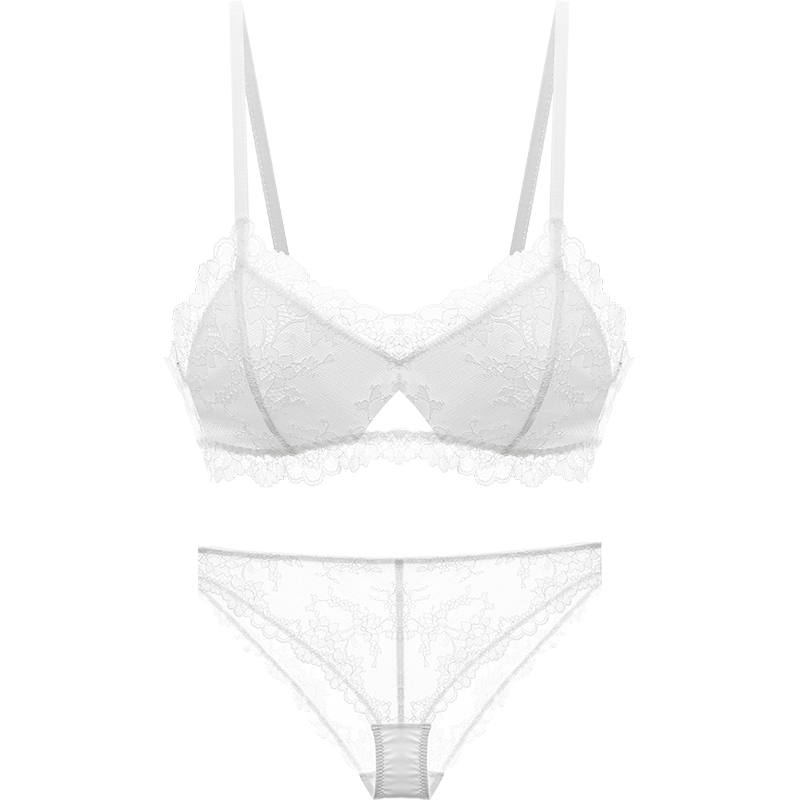 Thin small chest rimless French underwear Small chest flat chest lace women's bra sexy bra bralette