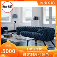 Tùy chỉnh vải Mỹ sáng tạo Bắc Âu Sofa Nội thất khách sạn Blue Velvet Thiết kế mềm Sofa Lounge - Nội thất khách sạn tủ để quần áo