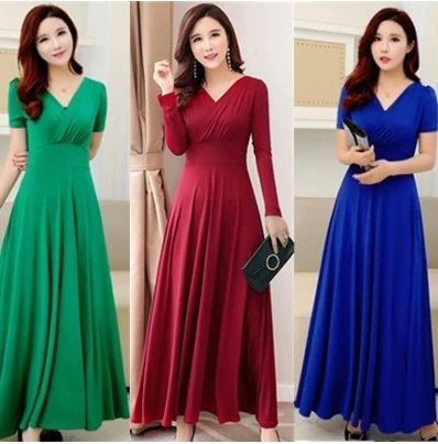 Váy 2019 nữ mỏng phù hợp thời trang váy nữ váy mới váy nữ ngắn tay cao eo váy lớn - Váy eo cao