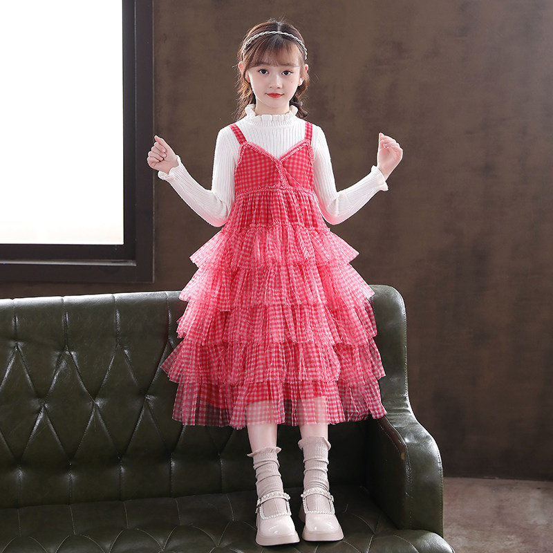Princess skirt girl Xia Chaoxian dress Spring and Autumn Foreign Atmosphere in the big boy cake birthday fluffy gauze children's slip dress