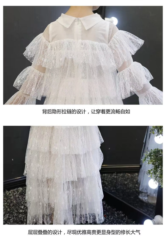 Công chúa váy cô gái fluffy váy hoa cô gái trẻ em váy cưới sinh nhật mùa thu và mùa đông bé ăn mặc trang phục piano
