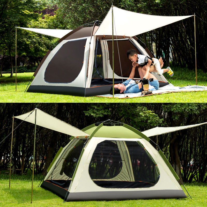 Exit new 3-4 Man Monolayer Automatic Tent Full Automatic Speed Open Tent Park Tent Sunscreen Camping Tent-Taobao