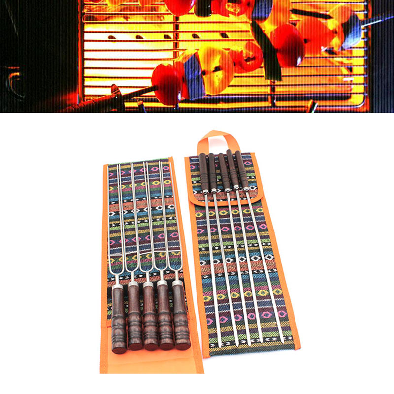 Outdoor Camping Barbecue Sign Suit Barbecue accessories Barbecue Fork Barbecue Needle Barbecue with stainless steel raw wooden handle-Taobao