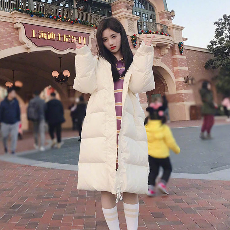 French maje Ju Jingyi same coat 2021 winter white duck down over the knee long white down jacket women
