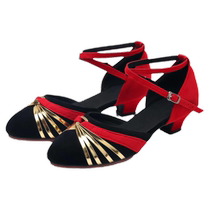 Spring and autumn Latin dance shoes Women in high and low heel Soft bottom Baotou Elderly sociable dance The mothers new square dancing shoes