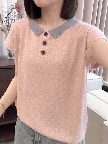 大码女装今年流行漂亮小衫翻领冰丝短袖T恤女夏宽松遮肚洋气上衣