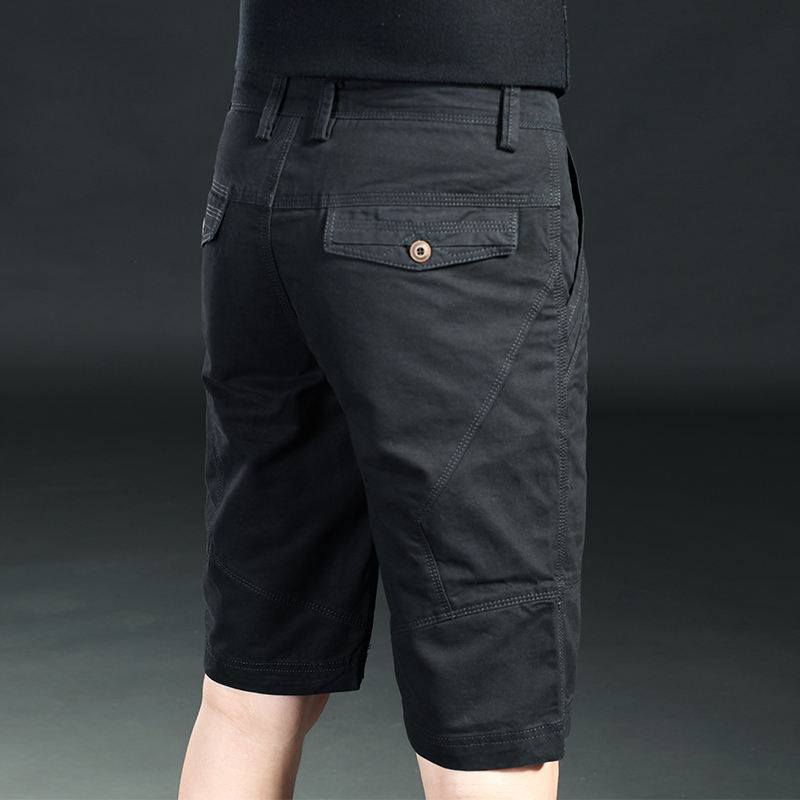 Hong Kong Pure Cotton Black Casual Shorts for Men, Five-Point Length, Summer Thin Workwear Style, Six-Point Mid-Length Pants for Outdoor Wear, 2026 New Model