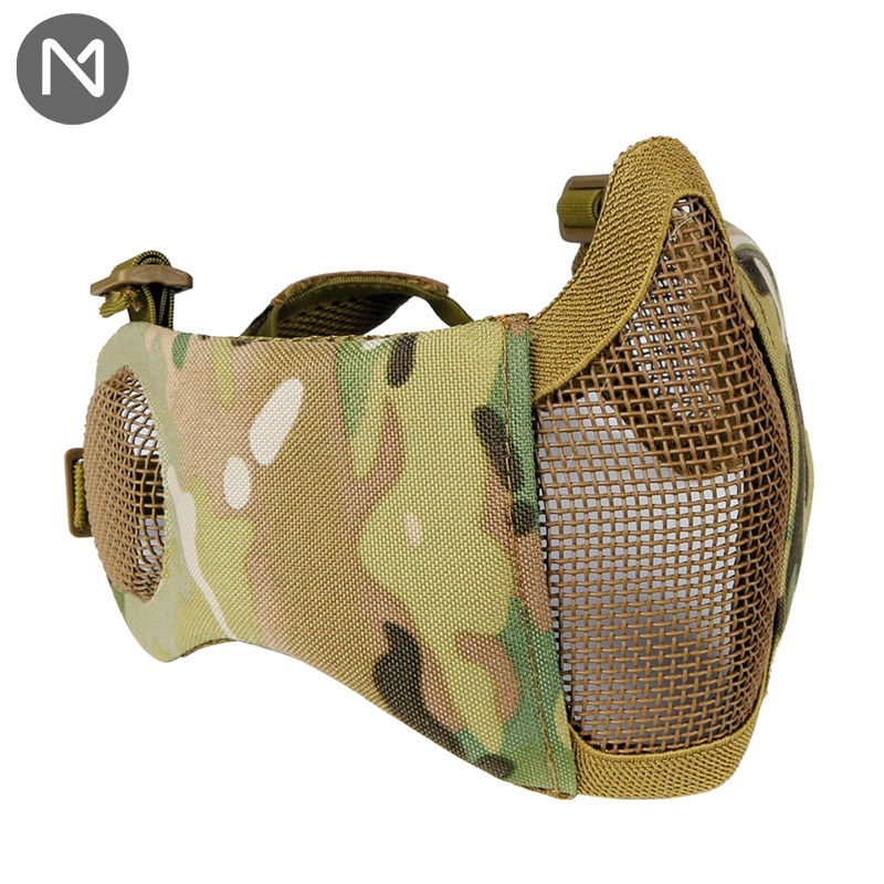 Strange-song 3rd Generation Tactical Steel Wire Mask Steel Wire Protection Ear Integrated Military Fans Outdoor Live-action CS Protective Half Face Mask