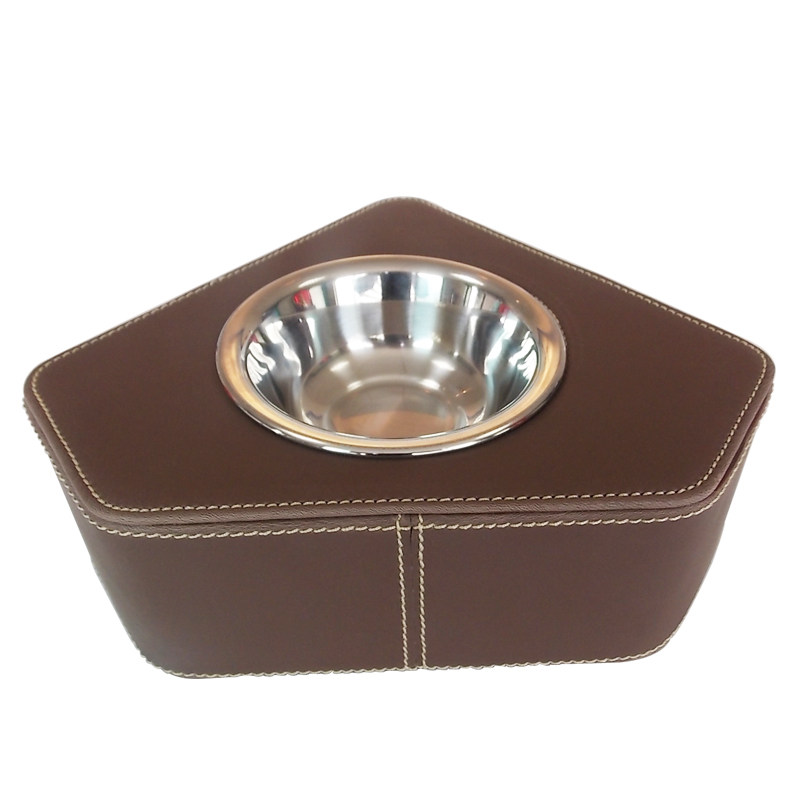 Kaiqutong Leather Basin Dog Bowl Cat Bowl Stainless Steel Pet Single Bowl Large Dog Rice Bowl Teddy Dog Supplies Grain Basin
