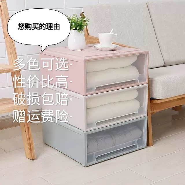 Thickened new Sheng Mei Jia bedroom transparent drawer containing cabinet dust-proof clothing finishing box plastic storage cabinet