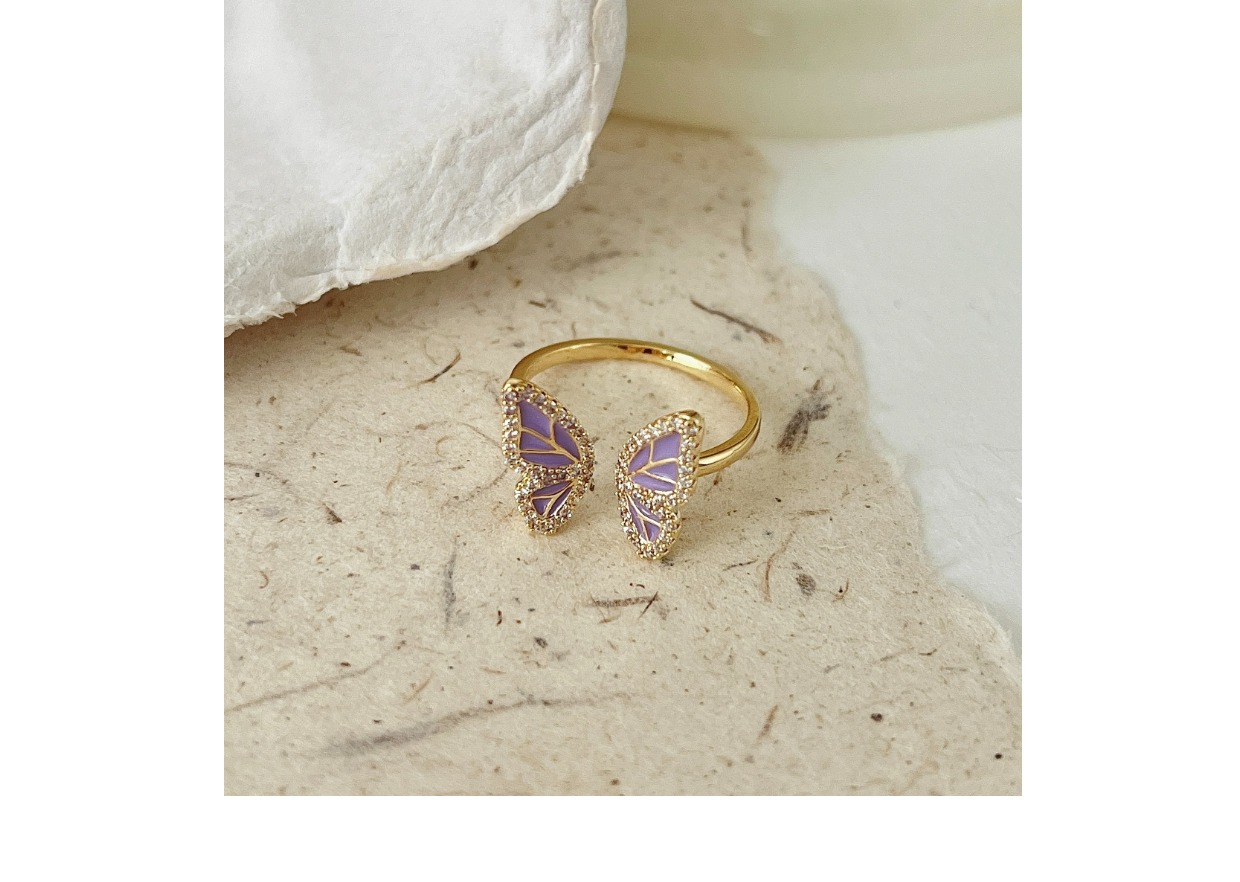 Fashion Butterfly Copper Inlay Pearl Zircon Rings 1 Piece display picture 2
