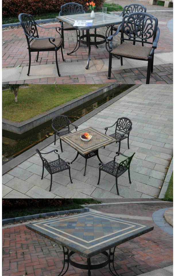 Bàn ghế ngoài trời kết hợp đồ nội thất ngoài trời đúc nhôm sân vườn bàn ghế ban công sắt và bàn ghế sắt năm mảnh ghe ngoai troi
