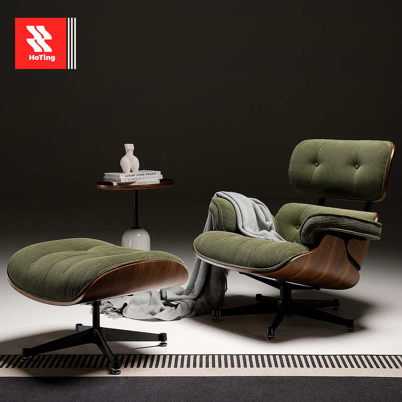 Eames Italian-Style Fabric Designer Leisure Lounge Chair for Living Room, Reading, Balcony, Single-Person Swivel Sofa Chair