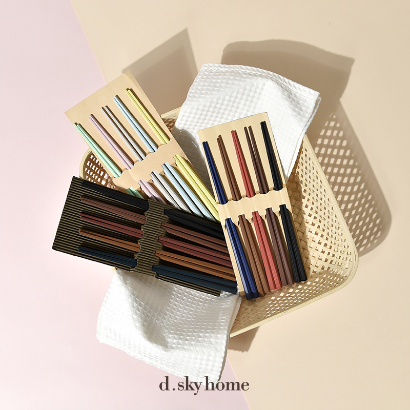 Japan imported sunlife color PBT hexagonal octagonal chopsticks five pairs of household moisture-proof and mildew-proof chopsticks