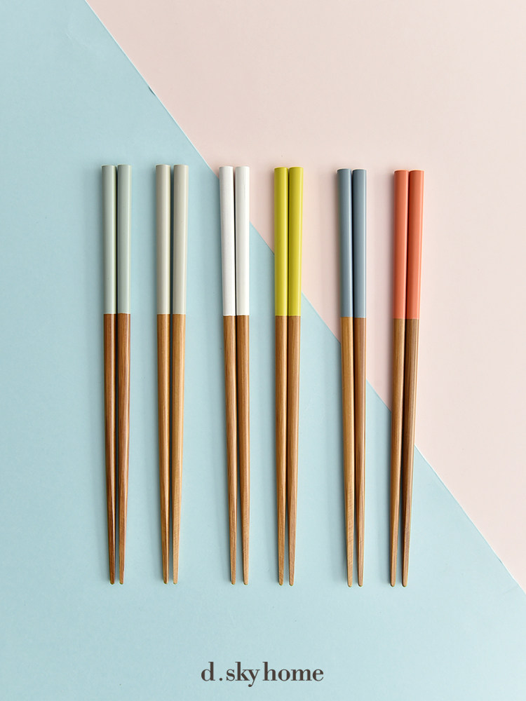 Japan imported sunlife Nordic simple color natural pointed bamboo chopsticks six pairs of gift boxes
