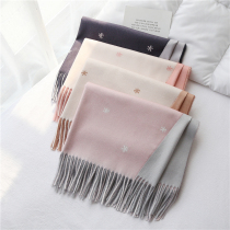 ins double-sided scarf solid color shawl wild snowflake dual-use thickening female students autumn and winter imitation cashmere bib tide