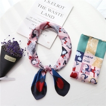 Korean small square towel silk scarf female scarf Korean cartoon cute Oliver wild new 2019 decorative square towel