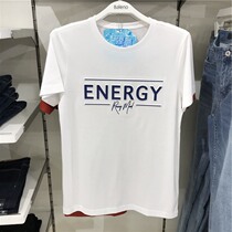 Benni Road Short Sleeve T-shirt Mens Silky Smooth Cool Sense Round Neck Embossed T-shirt 88002281