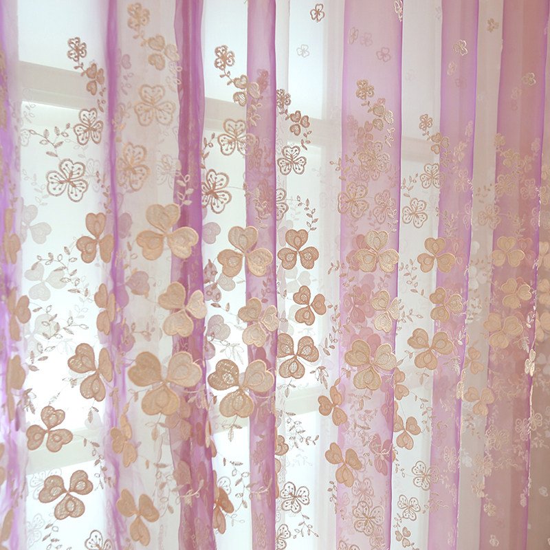 Custom Korean pastoral bedroom bay window curtain Finished relief screen curtain shading European living room floor-to-ceiling screen curtain