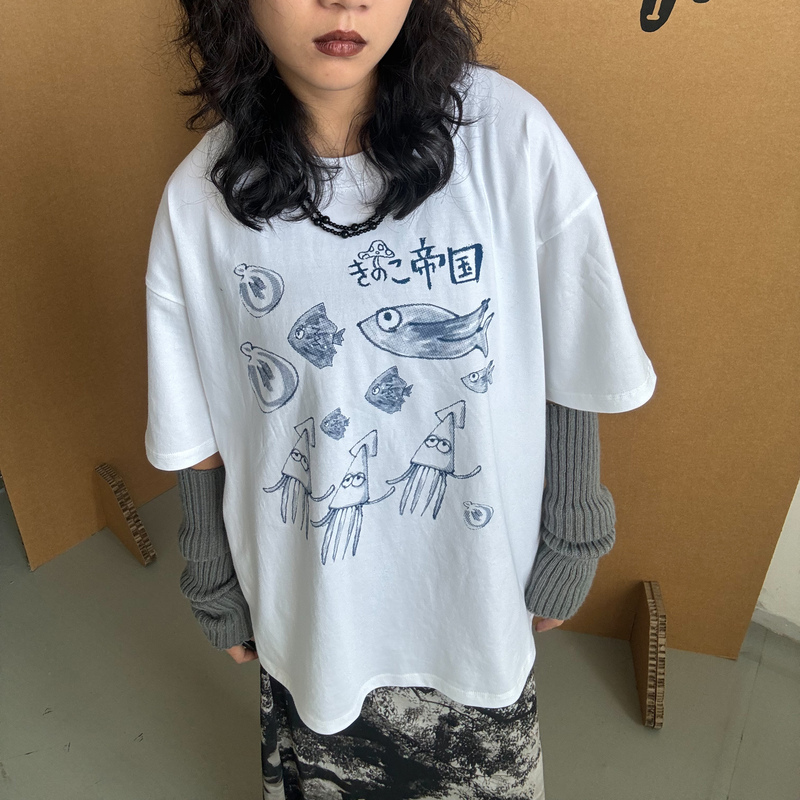 Line Head Hilo Mushroom Empire Kino No Kuni Japanese Band Album Cover Heavyweight Pure Cotton Sweatshirt T-Shirt