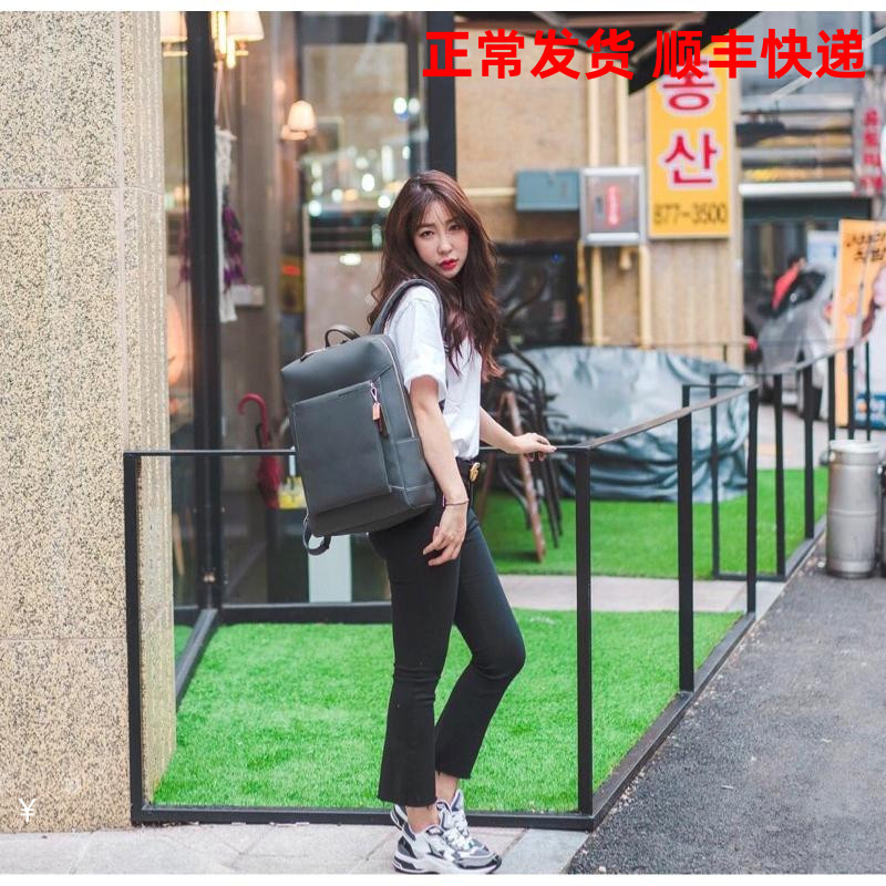 GA7*18001 ultra-light full leather travel bag leisure bag Korean fashion bag men's backpack 14 inch computer bag