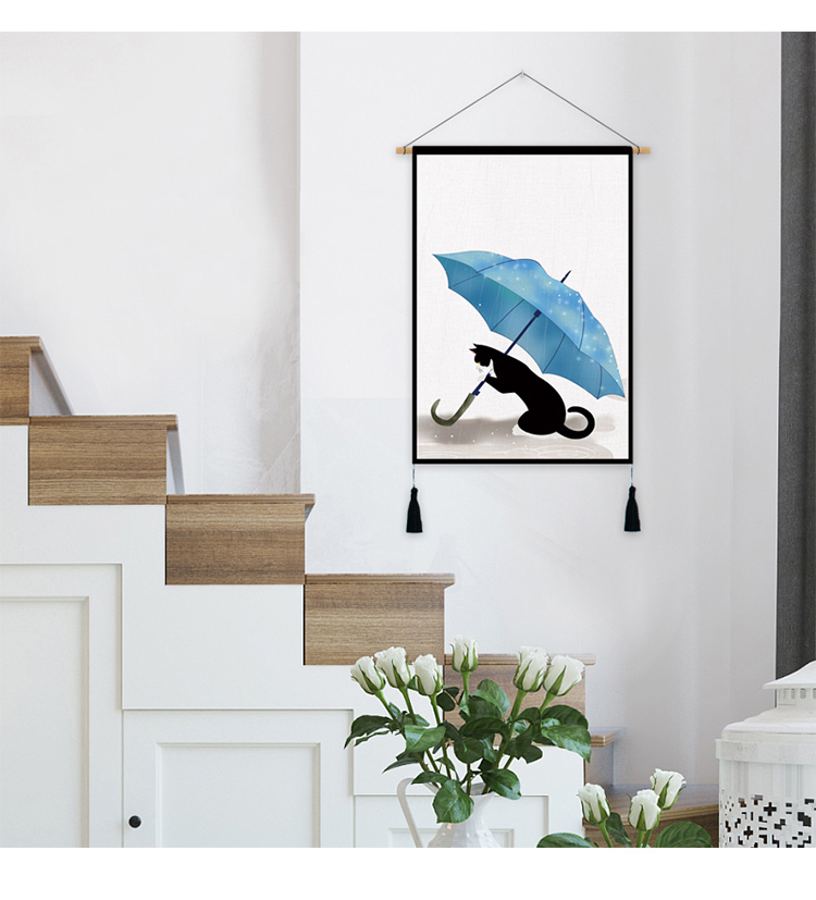 Bắc âu đơn giản nhỏ phim hoạt hình tươi cotton linen nghệ thuật vẽ tranh tường hành lang treo vải tấm thảm meter box bìa sơn thảm vải decor treo tường