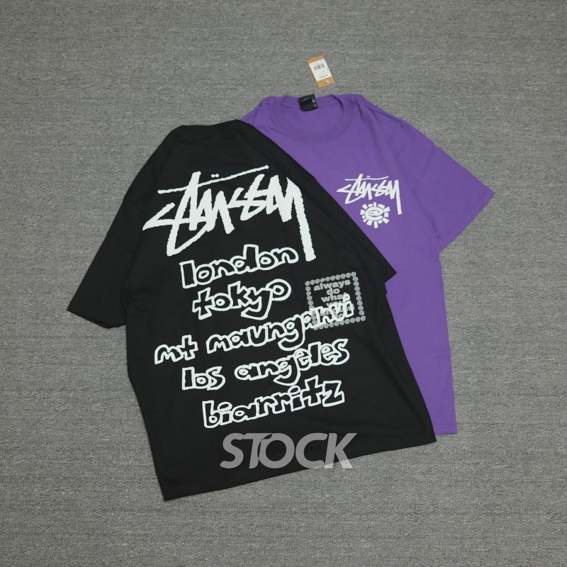 Shanghai In-Stock Stussy × Always Collaboration 3D Printed Pattern World Tour Short-Sleeve T-Shirt