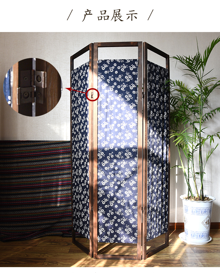 Tùy chỉnh mới Trung Quốc cổ gấp phòng khách vách ngăn di động màn hình gấp gỗ rắn vải Nhật Bản phong cách quốc gia đơn giản - Màn hình / Cửa sổ lam gỗ phòng khách đẹp