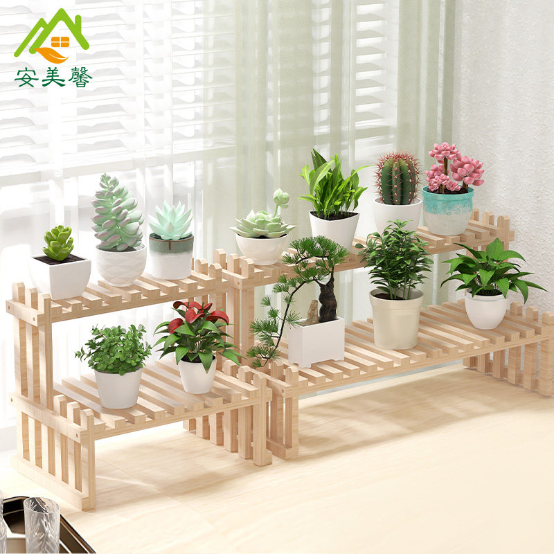 Floating Window Flower Shelf Windowsill Multi-Meat Shelf Multilayer Stepped Plant Putting Shelf Minima Woody Table Shelf