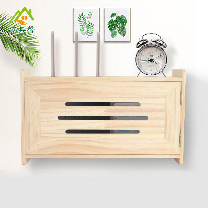 Wireless Router Containing box wall-mounted box wifi box storage onboard case shelf wall-mounted solid wood shelving