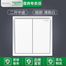 Schneider Hao Lang Qingya White two-open double-connected two-open multi-control switch midway switch type 86 strong current