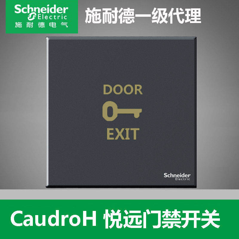 Schneider Yueyuan Deep Space Gray One-Button Self-Resetting Access Control Switch for Glass Doors, Exit Button Door Exit