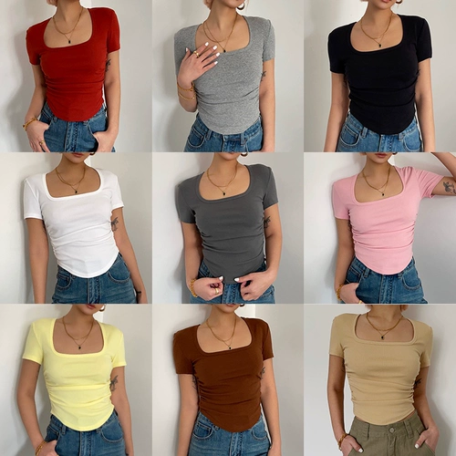 Домашний воротник u -типа, показывающий кость, кожаный пупок горячей девушки Juezi Slim Short Top Super Nice!