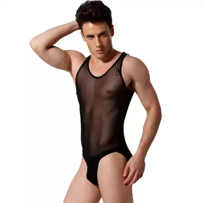Sexy underwear men's special sexy pajamas Sexy sexy men wear men's transparent passion men's mesh jumpsuit