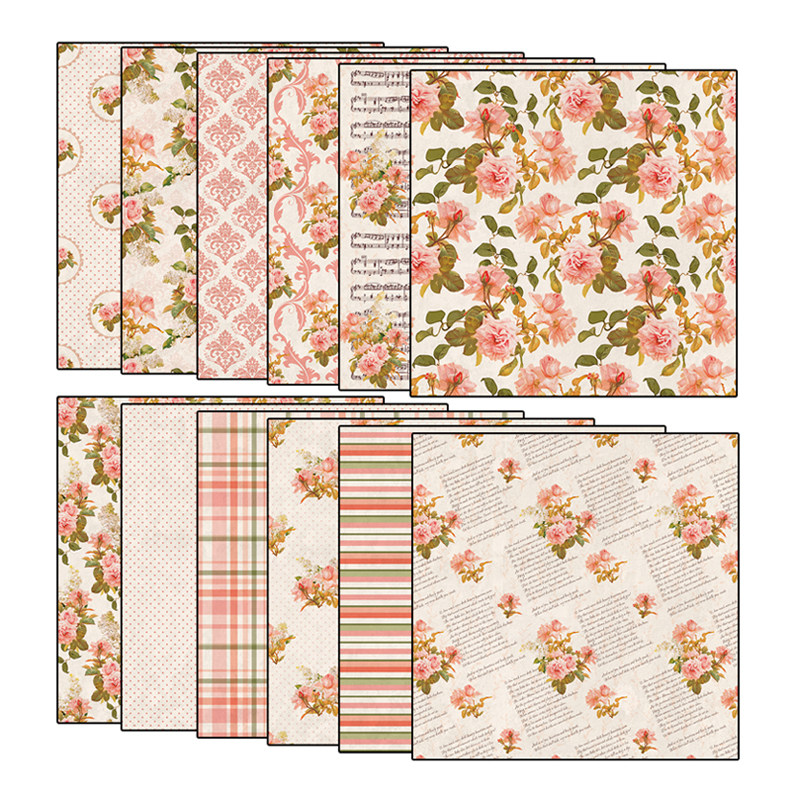 junk journal large size retro material paper autumn gift hand account sticker base 12 sheets