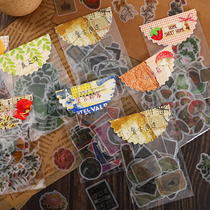 junik journal retro material series Handbooks Sulphuric Acid Paper Transparent Stickers for Mushroom Plant Stamps