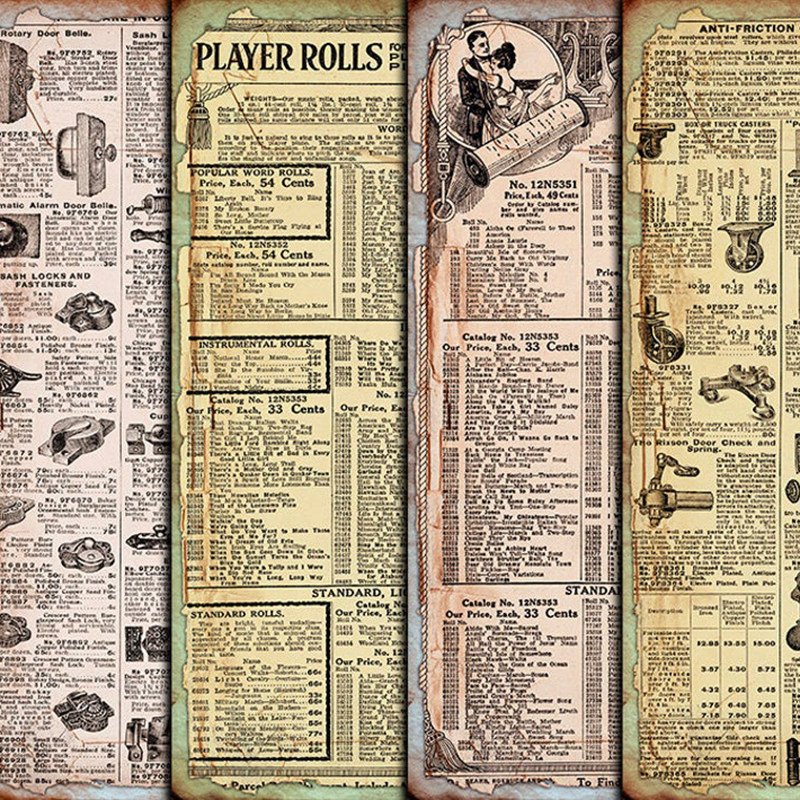 junik journal retro hit bottom material paper retro collage in English paper for old book page hand ledger sticker