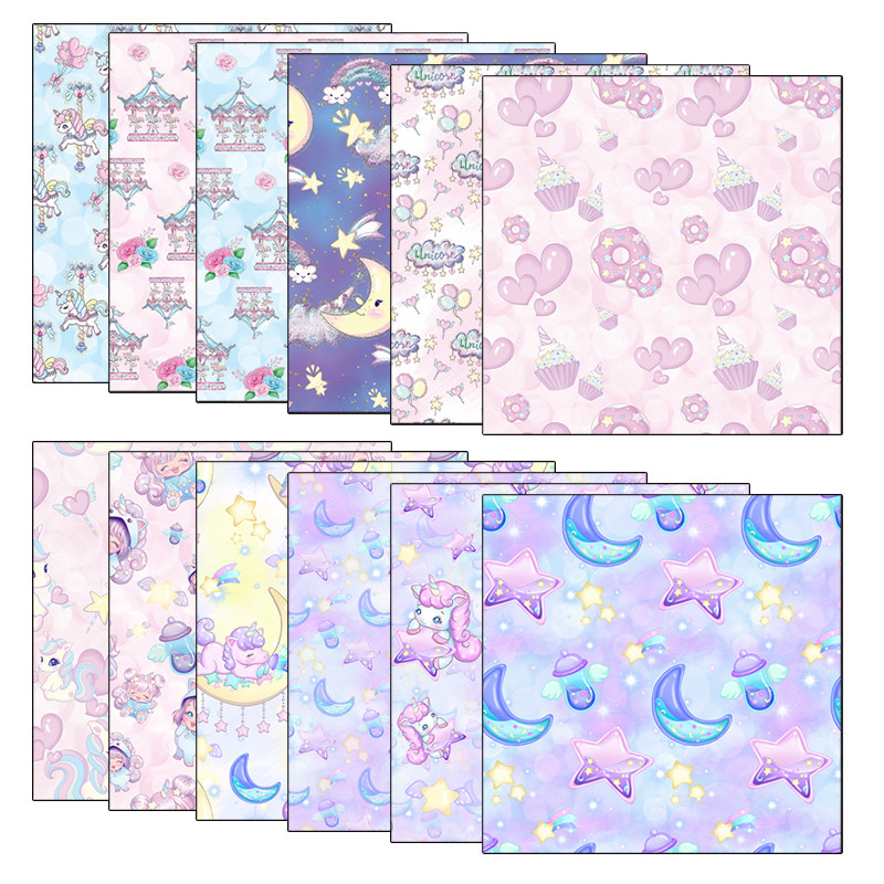 junk journal Showa animal soft girl cute hand account sticker base base wrapping paper material paper 12 sheets