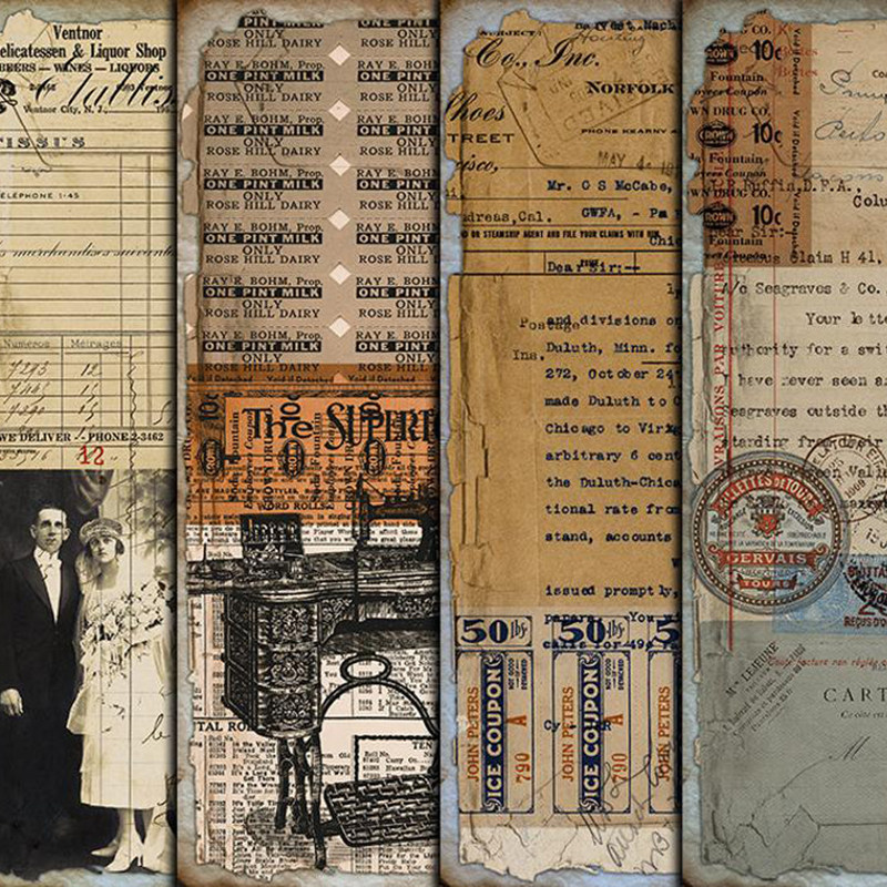 junik journal large size retro hit bottom material paper collage in English newspaper Showa figures handbill stickers